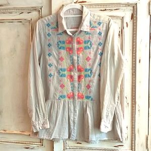 Johnny Was 3J Workshop Embroidered Top M